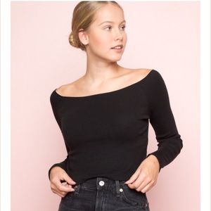 Brandy Melville off shoulder black knit top